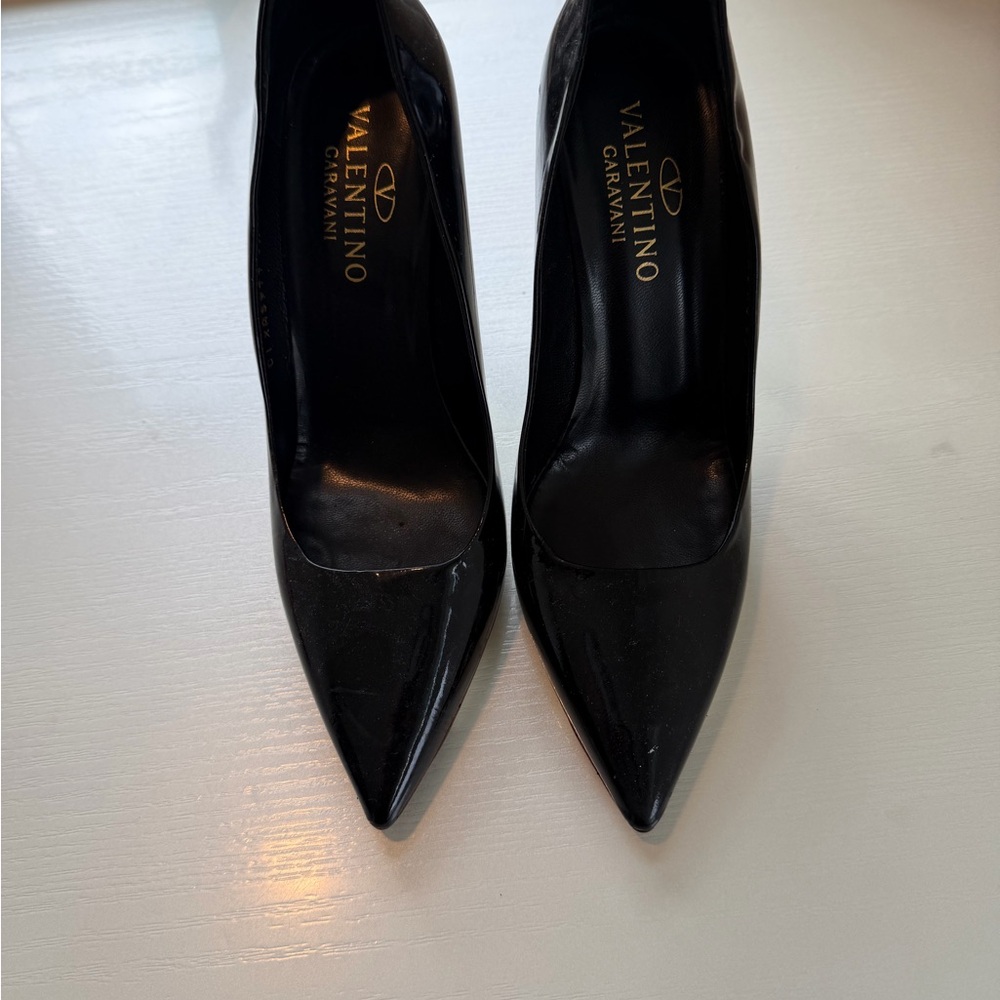 Valentino Garavani Black Patent Pointed-Toe Pumps